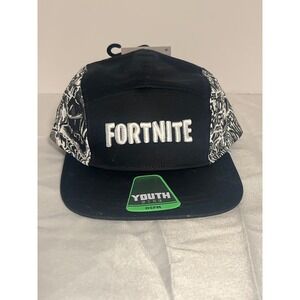 Fortnite Youth OSFM Black White Graphic‎ 5 Panel Baseball Cap Hat